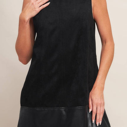 Faux Suede Dress with Faux Leather Band