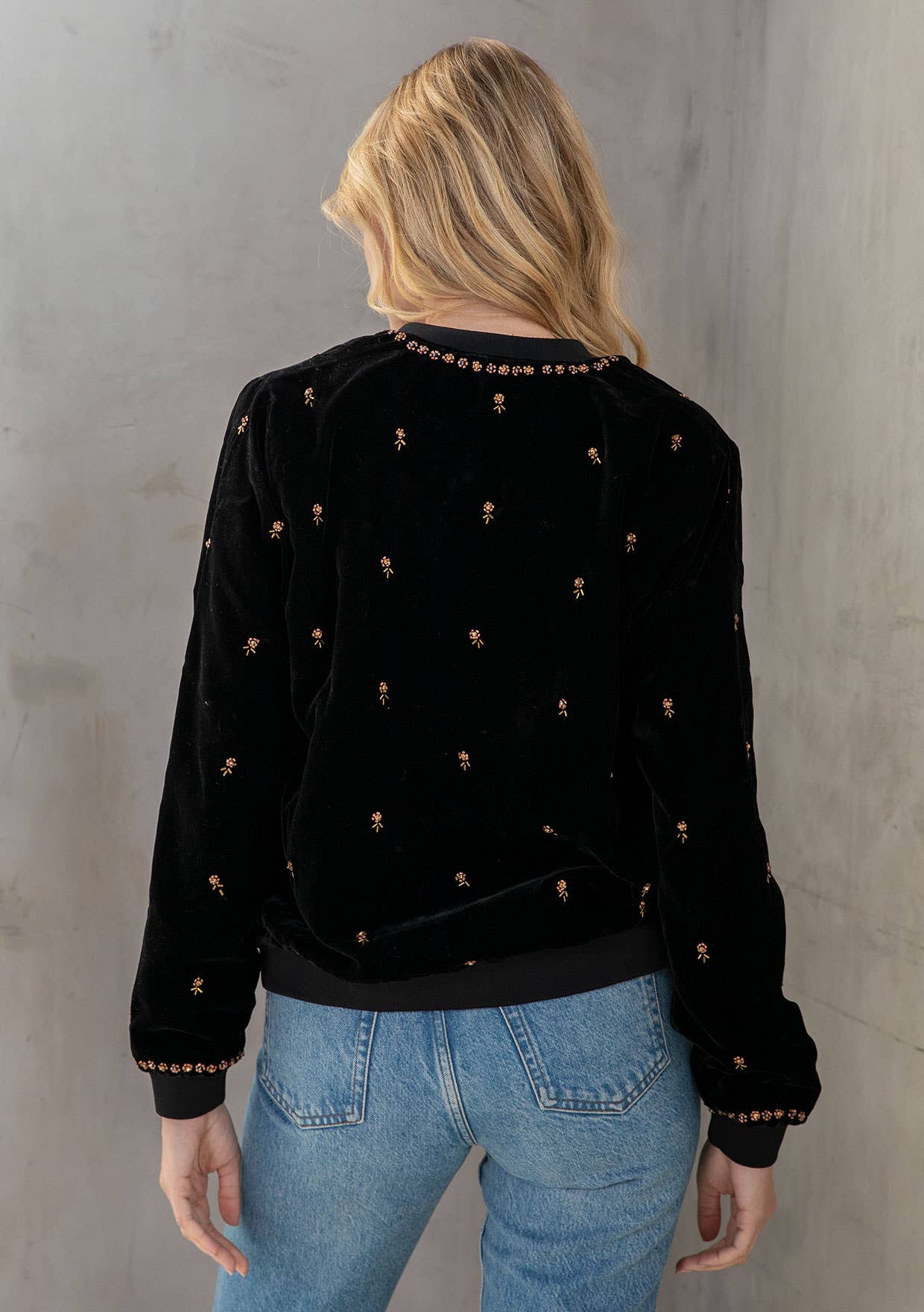 Lovestitch Beaded Velvet Bomber Jacket