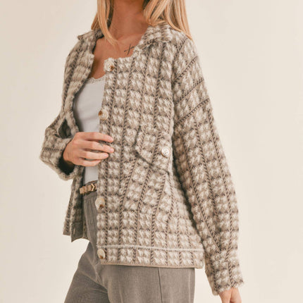 Houndstooth Sweater Jacket- 1 LEFT