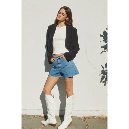 Black Cropped Classic Blazer