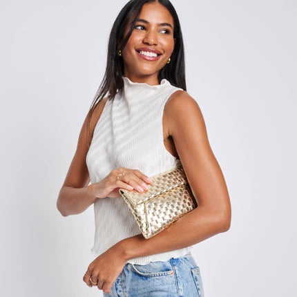 Wine Color Woven Clutch