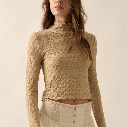 Geometric-Lace Knit Top