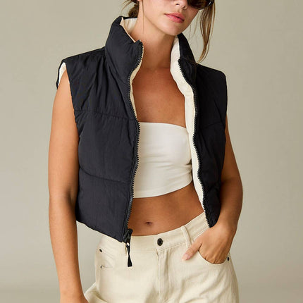Reversible Cropped Puffer Vest