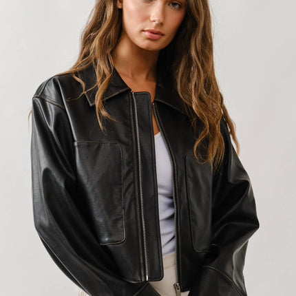 Brown Vintage Washed Leather Jacket
