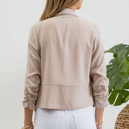 Ruched 3/4 Sleeve Blazer