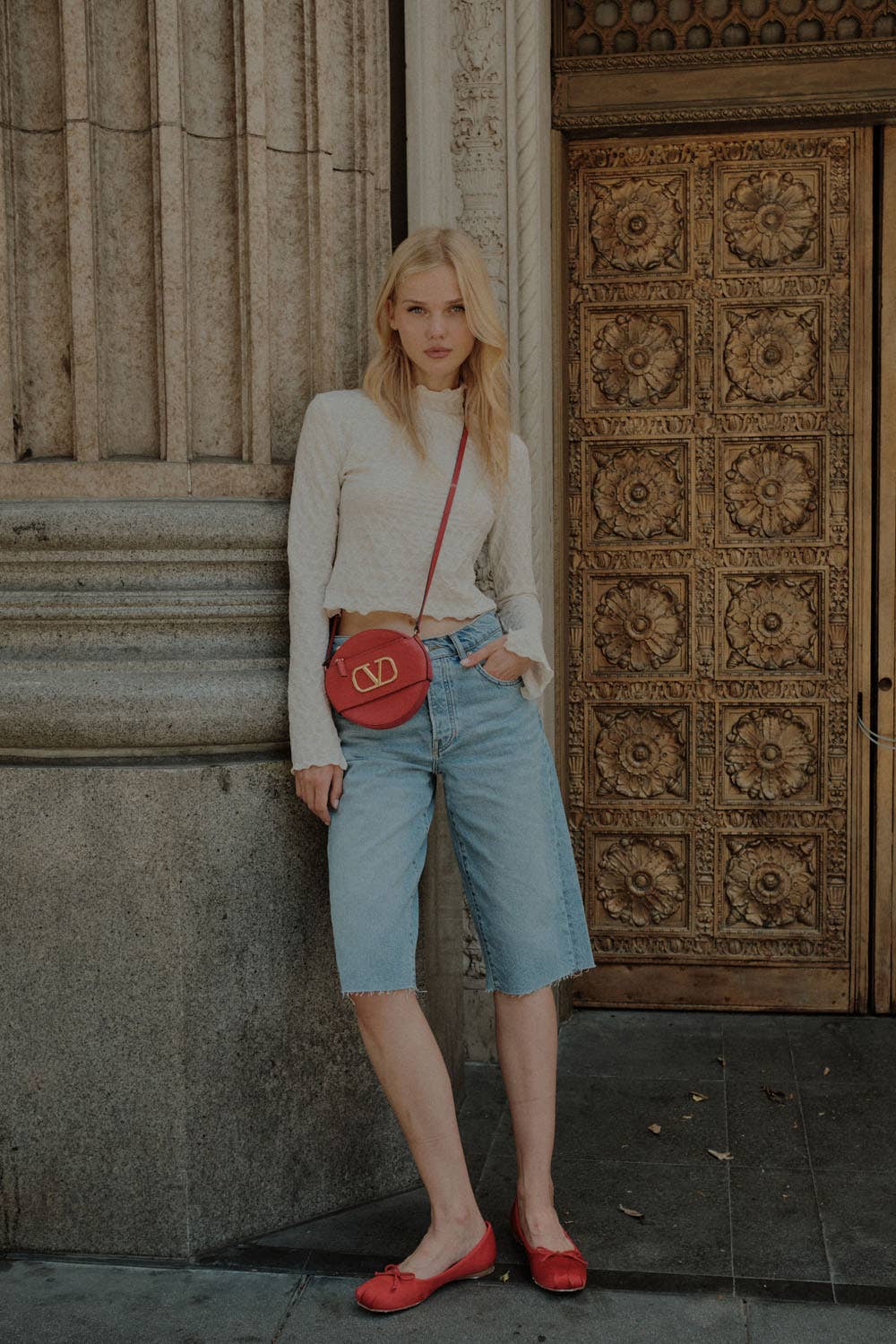 Geometric-Lace Knit Top