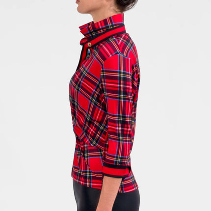 Gretchen Scott Twist & Shout Red Plaid Top