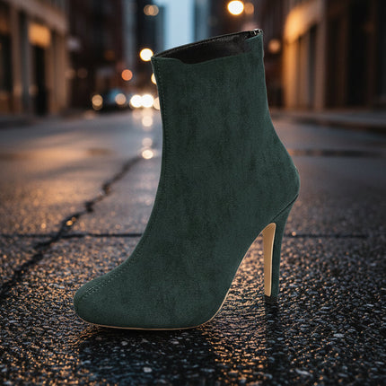 Women’s Suede High Heel Ankle Boots – Figure-Flattering Elegant Booties