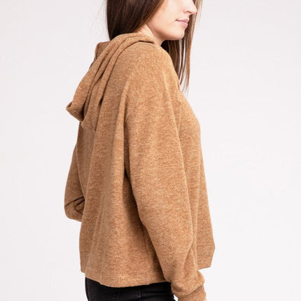 Hooded Brushed Melange Hacci Sweater