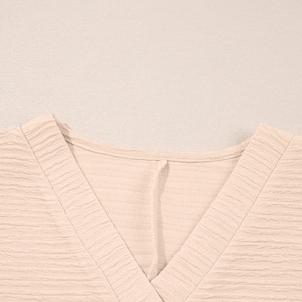 Luxury Textured V Neck T Shirt and Shorts Set