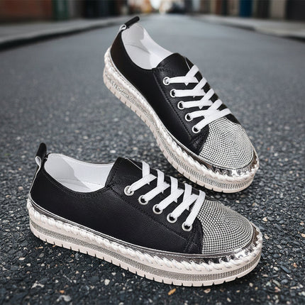 Women’s Plus Size White Sneakers – Chunky Sole Casual Everyday Shoes