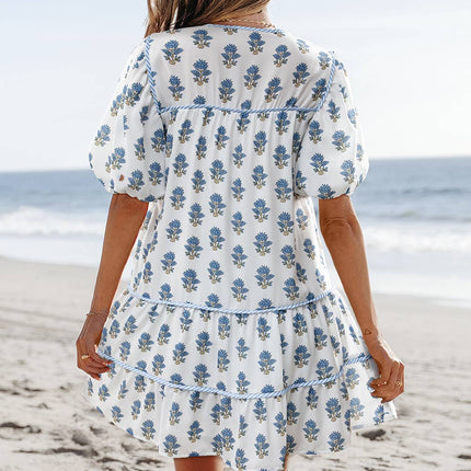 Blue & White Summer Mini Dress