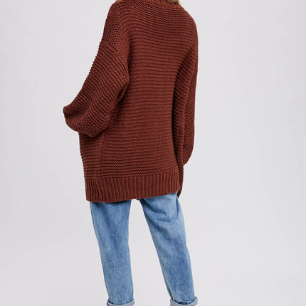 Chunky Cable knit Cardigan-Chocolate