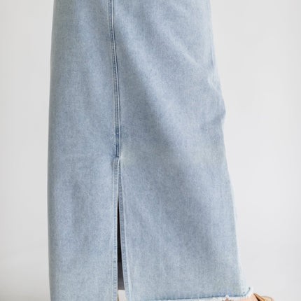 Elisha Light Wash Long Denim Skirt