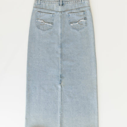Elisha Light Wash Long Denim Skirt