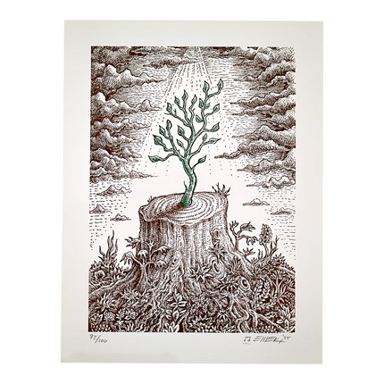 Emek "The Re-Giving Tree (White)" Letterpress Print