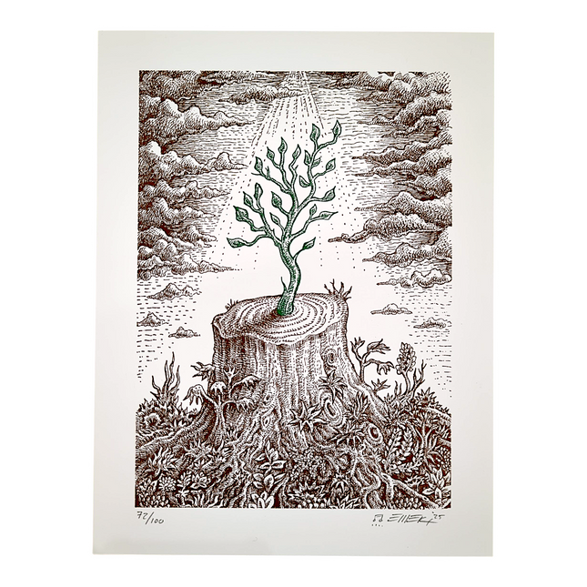 Emek "The Re-Giving Tree (White)" Letterpress Print
