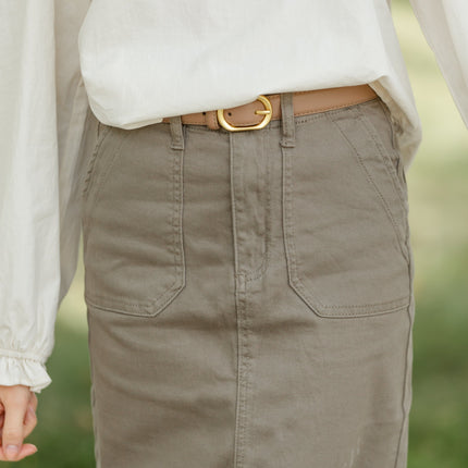 Erica Cotton Twill Midi Skirt