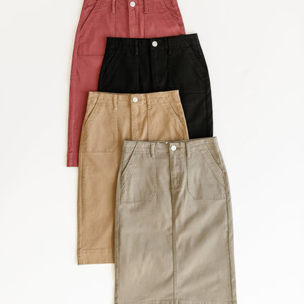 Erica Cotton Twill Midi Skirt