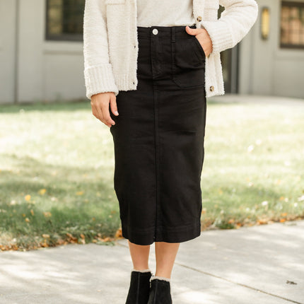 Erica Cotton Twill Midi Skirt