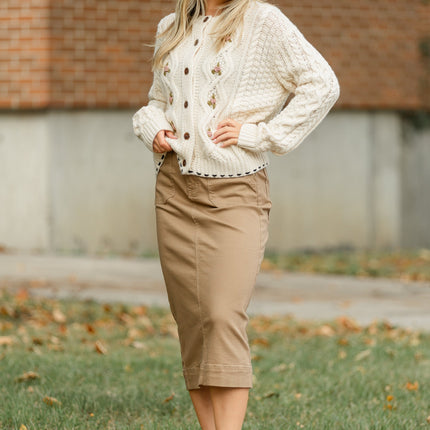 Erica Cotton Twill Midi Skirt