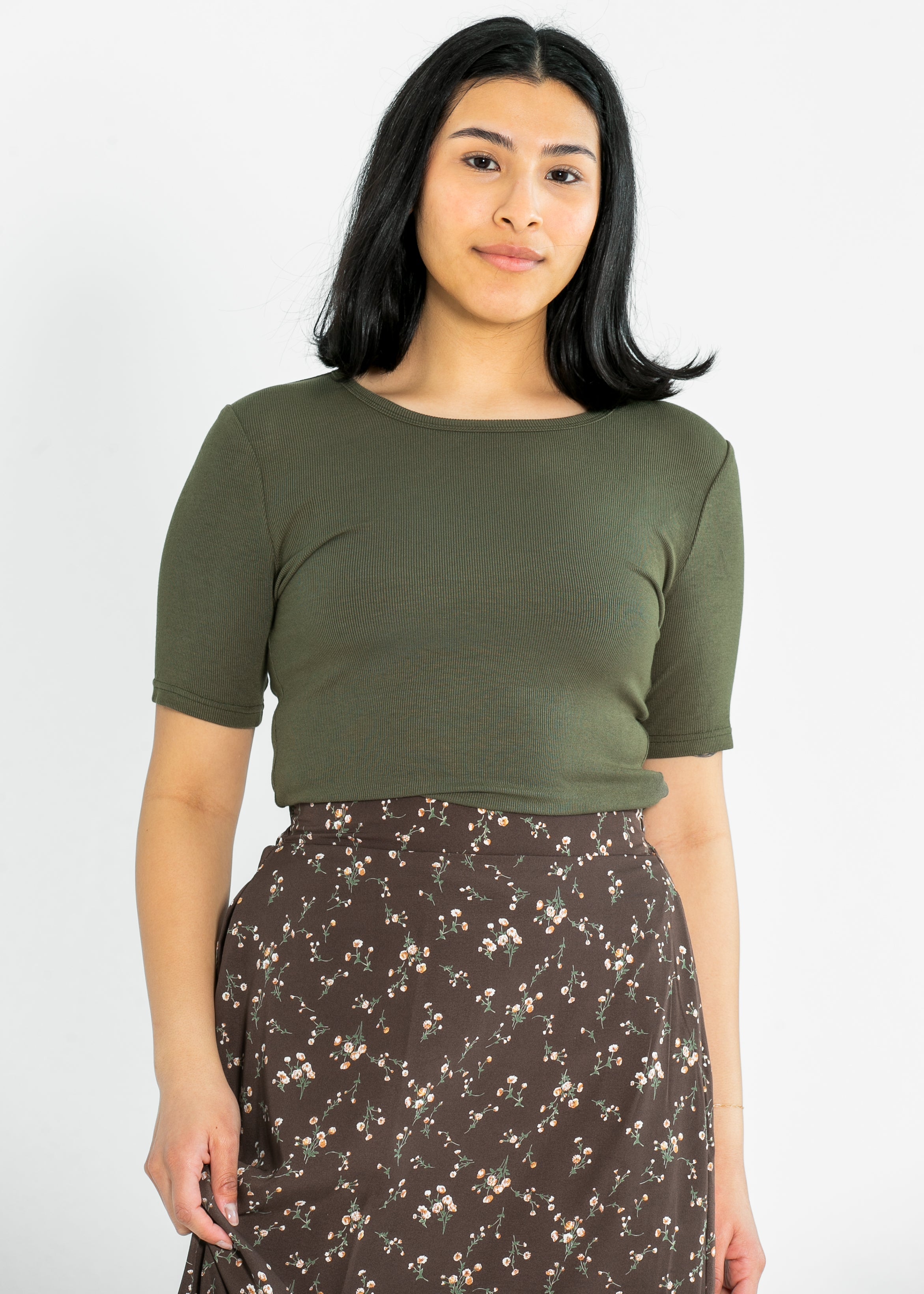 Essential Ribbed Half Sleeve Tee