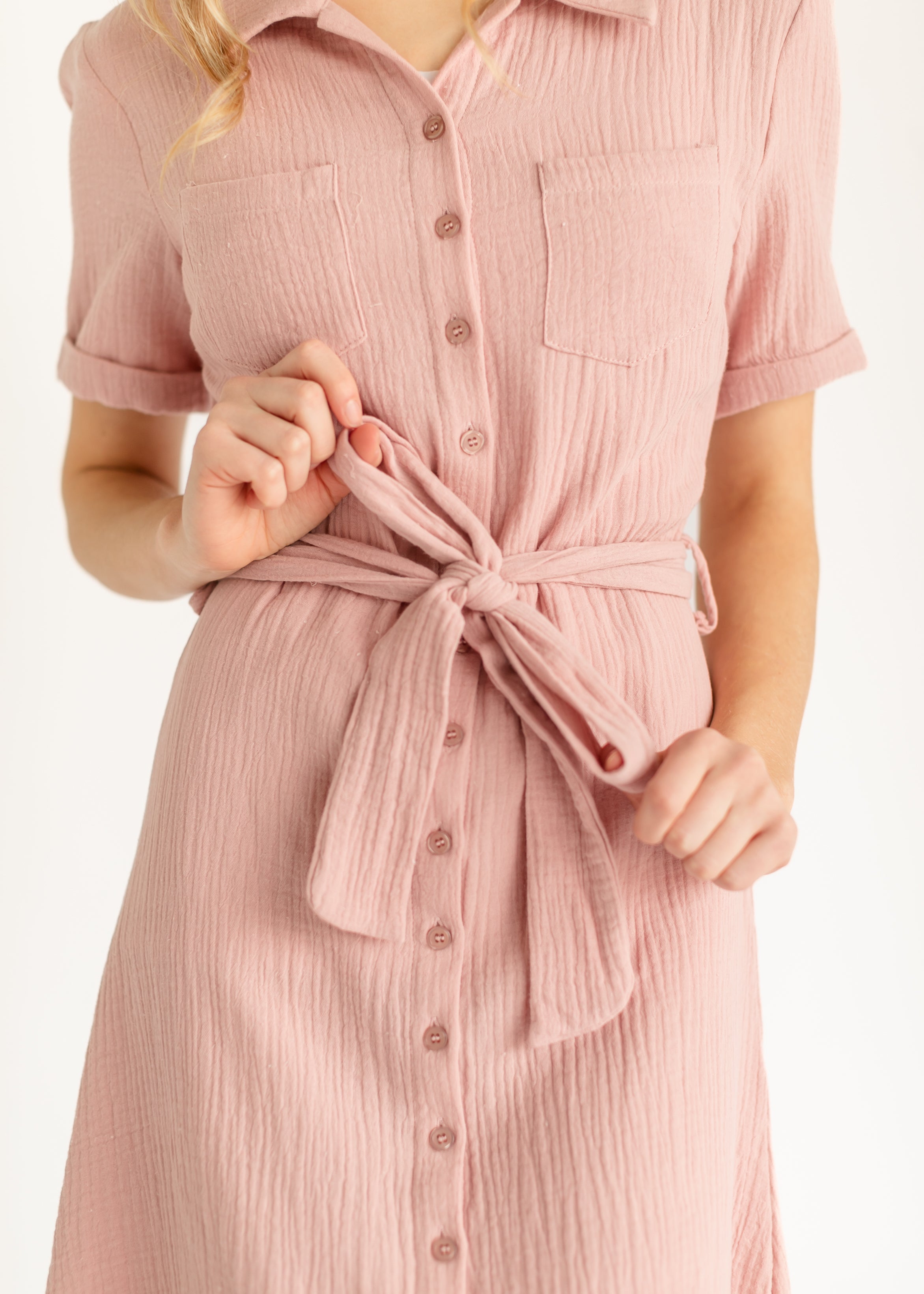 Essential Gauze Shirt Dress - FINAL SALE