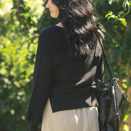 Essential V-neck Balloon Sleeve Sweater - FINAL SALE