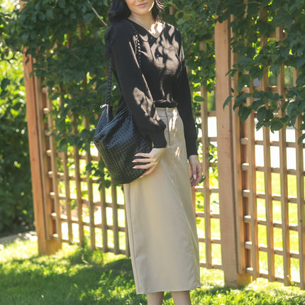 Essential V-neck Balloon Sleeve Sweater - FINAL SALE