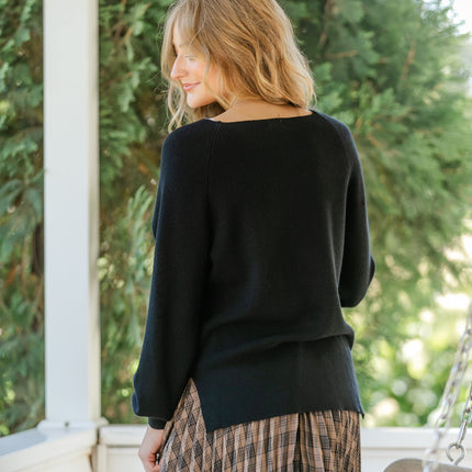 Essential V-neck Balloon Sleeve Sweater - FINAL SALE