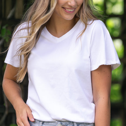 Essential V-neck Flutter Sleeve Top