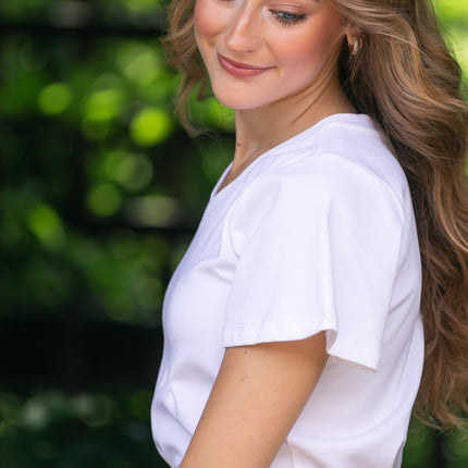 Essential V-neck Flutter Sleeve Top
