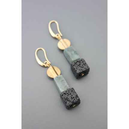 Lava rock and serpentine earrings