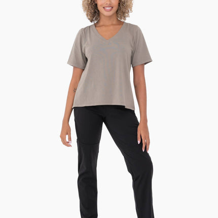 Cotton Blend V-Neck Tee: White