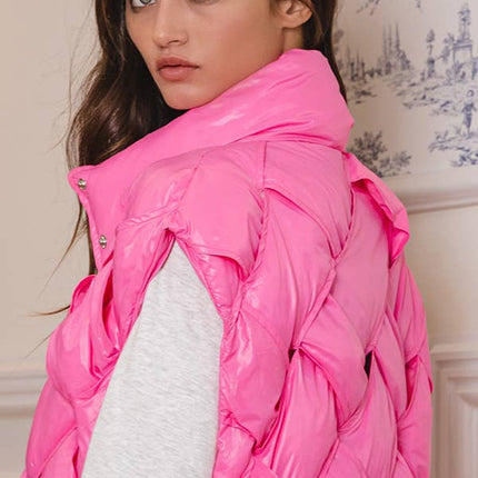Camel Button-Up Puffer Vest