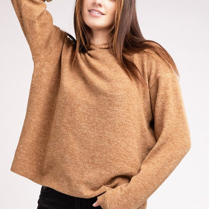 Hooded Brushed Melange Hacci Sweater