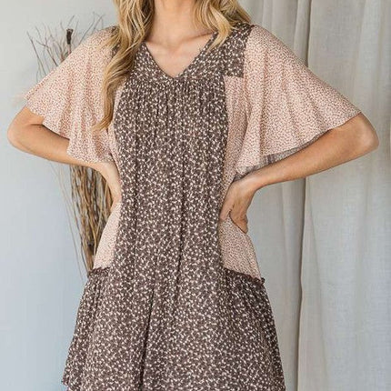 FLORAL PRINT RUFFLE DRESS