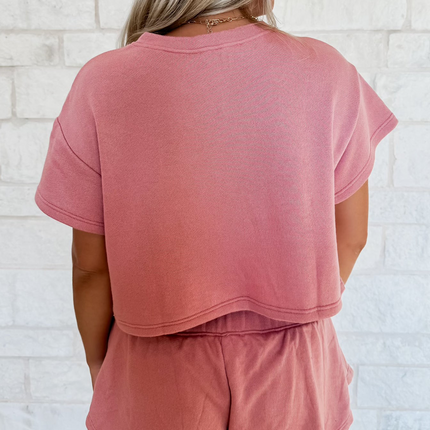 Luxury Cropped Tee and Ruffle High Waist Skort Set