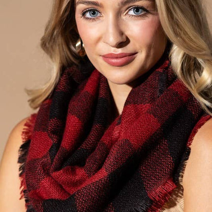 Woven Buffalo Checkered Infinity Scarf