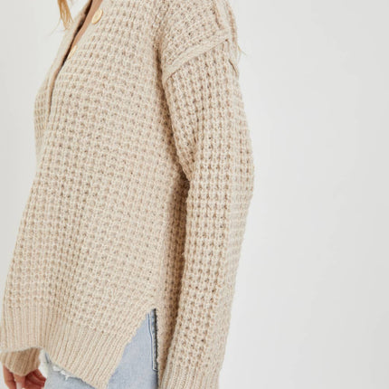 Ivory Waffle Knit Sweater