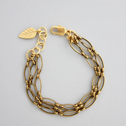 Triple Strand Oxidized Brass Chain Bracelet