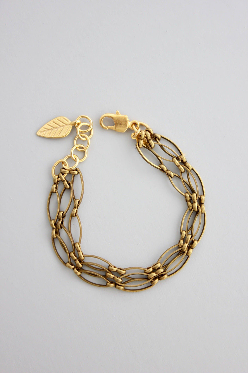 Triple Strand Oxidized Brass Chain Bracelet