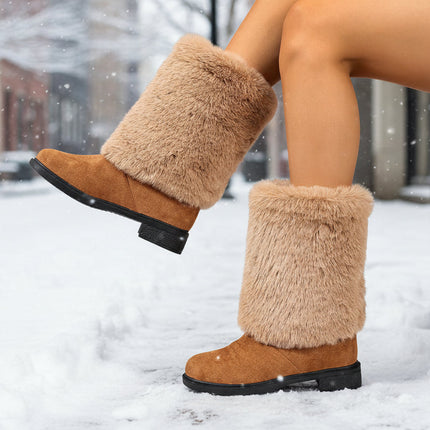 Women’s Chunky Heel Snow Boots – Warm Winter Anti-Slip Ankle Boots