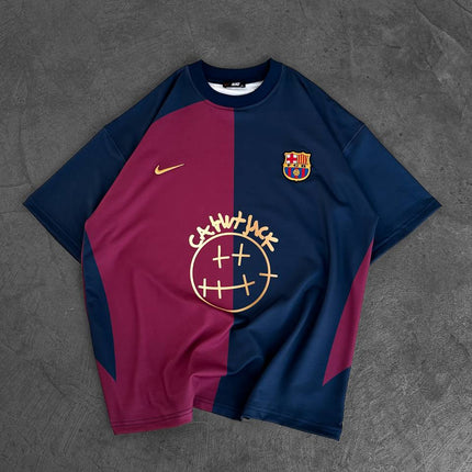 Iconic Fusion Two-Tone Athletic Tee – Oversized Streetwear with Team-Inspired Style