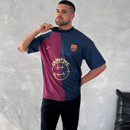 Iconic Fusion Two-Tone Athletic Tee – Oversized Streetwear with Team-Inspired Style