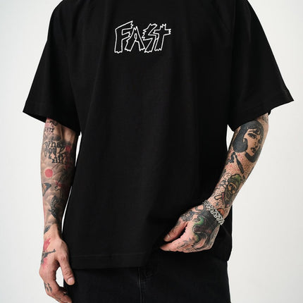 Men's Oversize 'FAST / FALLING FREE' Graphic T-Shirt - Streetwear Embroidered Tee
