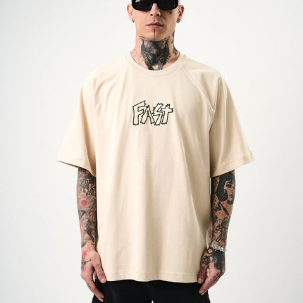 Men's Oversize 'FAST / FALLING FREE' Graphic T-Shirt - Streetwear Embroidered Tee