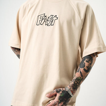 Men's Oversize 'FAST / FALLING FREE' Graphic T-Shirt - Streetwear Embroidered Tee