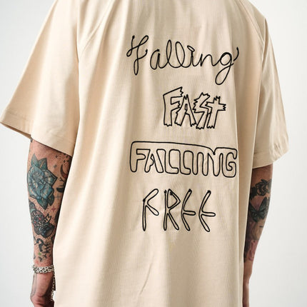 Men's Oversize 'FAST / FALLING FREE' Graphic T-Shirt - Streetwear Embroidered Tee