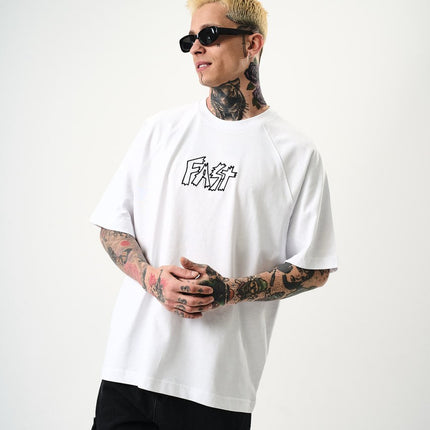 Men's Oversize 'FAST / FALLING FREE' Graphic T-Shirt - Streetwear Embroidered Tee